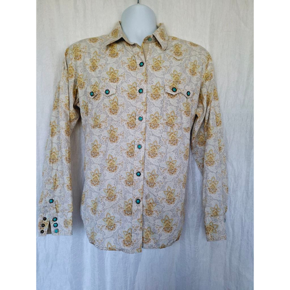 Brooks & Dunn Tops - Womens Brooks & Dunn Shirt, western turquoise snap Floral, XL vintage y2k 90s
